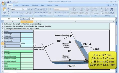 solidworks k factor bend table